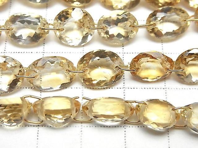 [Video] High Quality Citrine AAA Round-Oval Faceted [Double Hole] 1strand beads (7 pcs)
