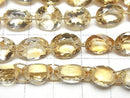 [Video] High Quality Citrine AAA Round-Oval Faceted [Double Hole] 1strand beads (7 pcs)