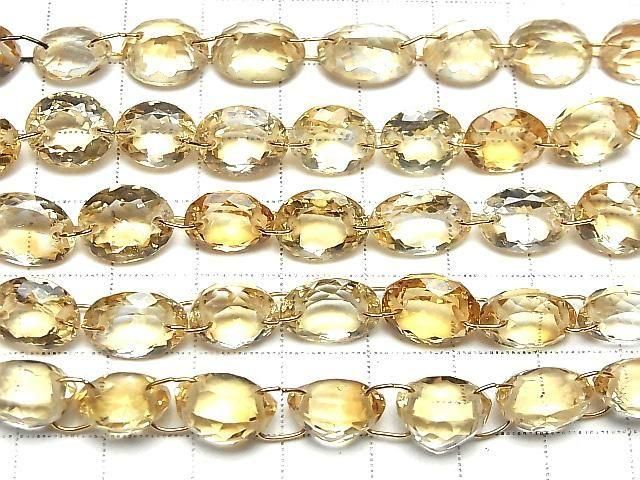 [Video] High Quality Citrine AAA Round-Oval Faceted [Double Hole] 1strand beads (7 pcs)