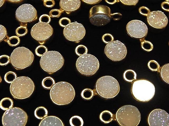 [Video] Druzy Agate Coin 7x7mm Charm AB Coated 18KGP 2pcs