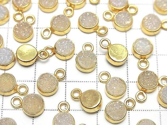 [Video] Druzy Agate Coin 7x7mm Charm AB Coated 18KGP 2pcs