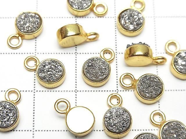 [Video] Druzy Agate Coin 7x7mm Charm Silver Plated 18KGP 2pcs