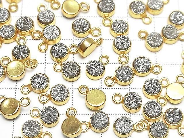 [Video] Druzy Agate Coin 7x7mm Charm Silver Plated 18KGP 2pcs
