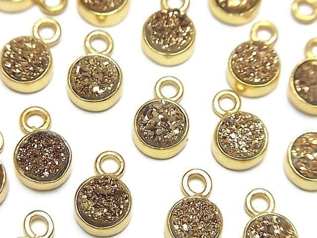 [Video] Druzy Agate Coin 7x7mm Charm Gold Plated 18KGP 2pcs
