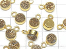 [Video] Druzy Agate Coin 7x7mm Charm Gold Plated 18KGP 2pcs