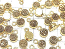 [Video] Druzy Agate Coin 7x7mm Charm Gold Plated 18KGP 2pcs