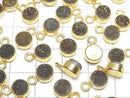 [Video] Druzy Agate Coin 7x7mm Charm Black Yellow Coating 18KGP 2pcs