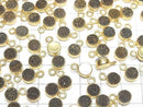 [Video] Druzy Agate Coin 7x7mm Charm Black Yellow Coating 18KGP 2pcs