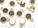[Video] Druzy Agate Coin 7x7mm Charm Pink Coated 18KGP 2pcs