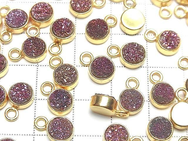 [Video] Druzy Agate Coin 7x7mm Charm Pink Coated 18KGP 2pcs