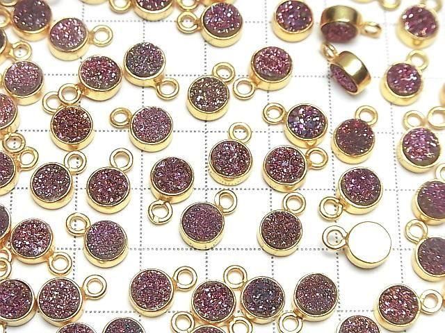 [Video] Druzy Agate Coin 7x7mm Charm Pink Coated 18KGP 2pcs