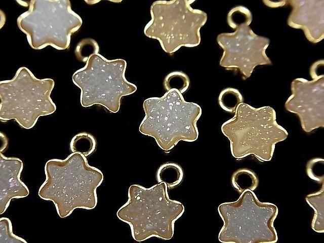 [Video] Druzy Agate Star 7x7mm Charm AB Coated 18KGP 2pcs