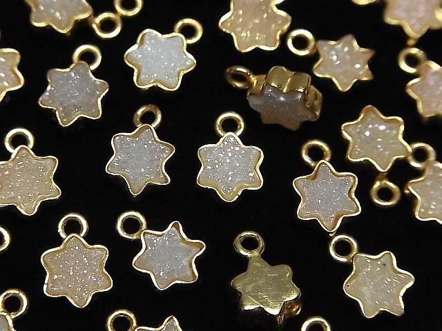 [Video] Druzy Agate Star 7x7mm Charm AB Coated 18KGP 2pcs