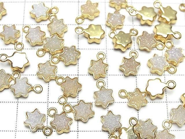 [Video] Druzy Agate Star 7x7mm Charm AB Coated 18KGP 2pcs