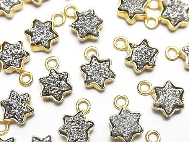 [Video] Druzy Agate Star 7x7mm Charm Silver Plated 18KGP 2pcs