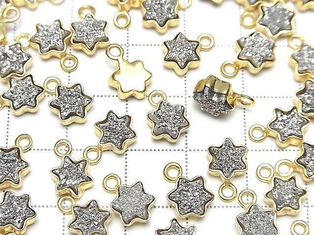 [Video] Druzy Agate Star 7x7mm Charm Silver Plated 18KGP 2pcs