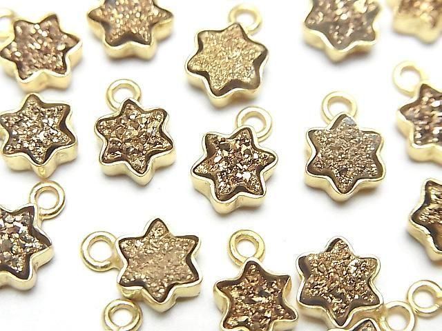 [Video] Druzy Agate Star 7x7mm Charm Gold Plated 18KGP 2pcs