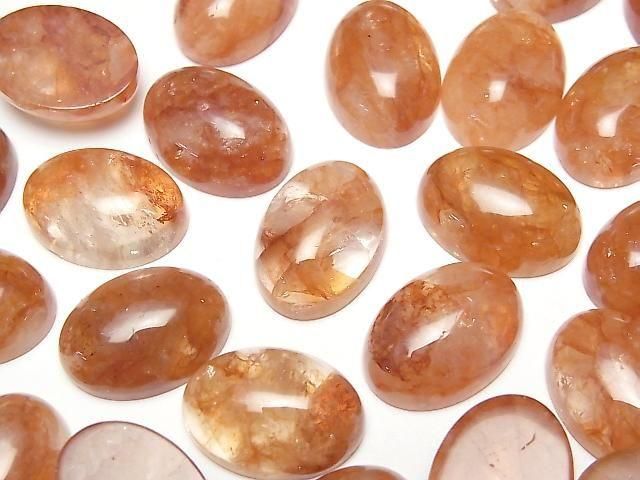[Video] Red Hematoid Quartz Oval Cabochon 18x13mm 2pcs