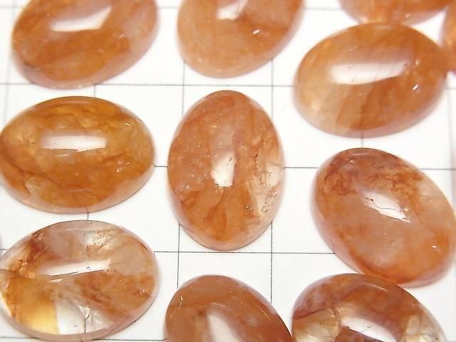 [Video] Red Hematoid Quartz Oval Cabochon 18x13mm 2pcs