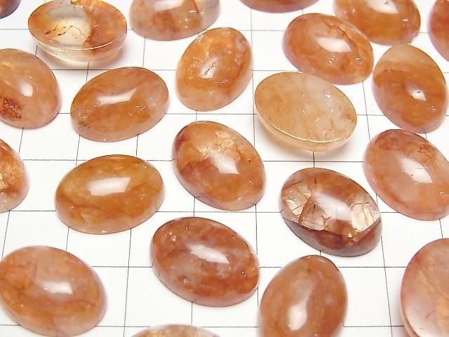 [Video] Red Hematoid Quartz Oval Cabochon 18x13mm 2pcs