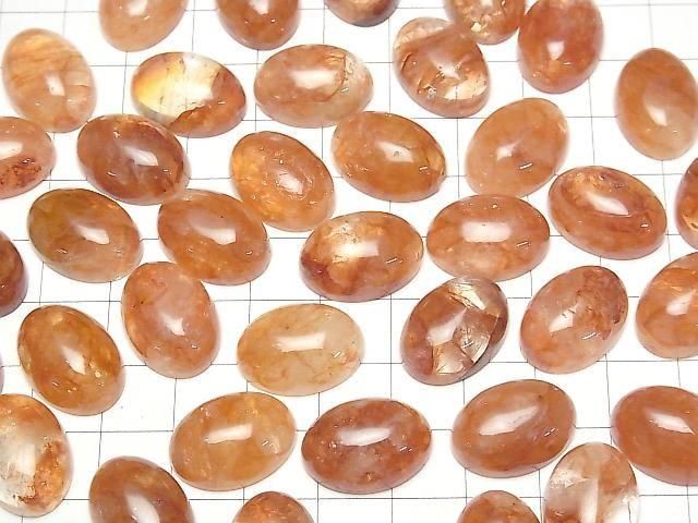 [Video] Red Hematoid Quartz Oval Cabochon 18x13mm 2pcs