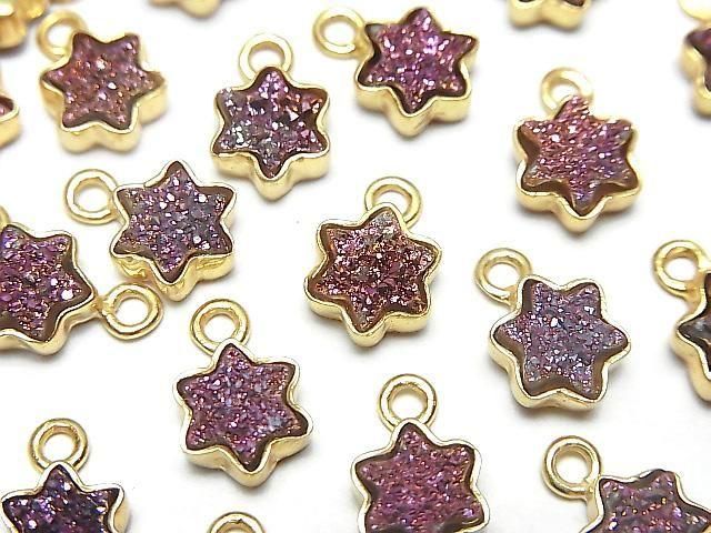 [Video] Druzy Agate Star 7x7mm Charm Pink Coated 18KGP 2pcs