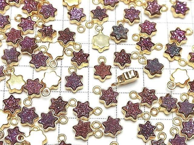 [Video] Druzy Agate Star 7x7mm Charm Pink Coated 18KGP 2pcs