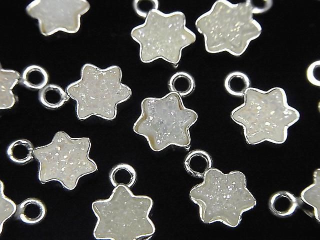 [Video] Druzy Agate Star 7x7mm Charm AB Coated Silver925 2 pcs