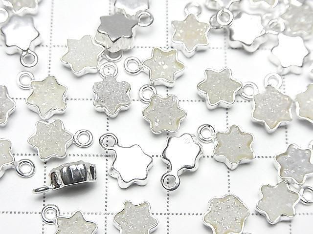 [Video] Druzy Agate Star 7x7mm Charm AB Coated Silver925 2 pcs
