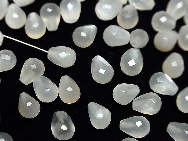[Video] High Quality White Moonstone AAA- Half Drilled Hole Faceted Drop 6x5mm 5pcs