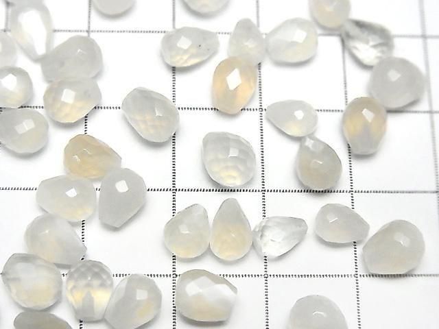 [Video] High Quality White Moonstone AAA- Half Drilled Hole Faceted Drop 6x5mm 5pcs