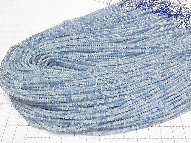 [Video] High Quality! Aquamarine AAA- Faceted Button Rondelle 3x3x2mm half or 1strand beads (aprx.15inch/37cm)