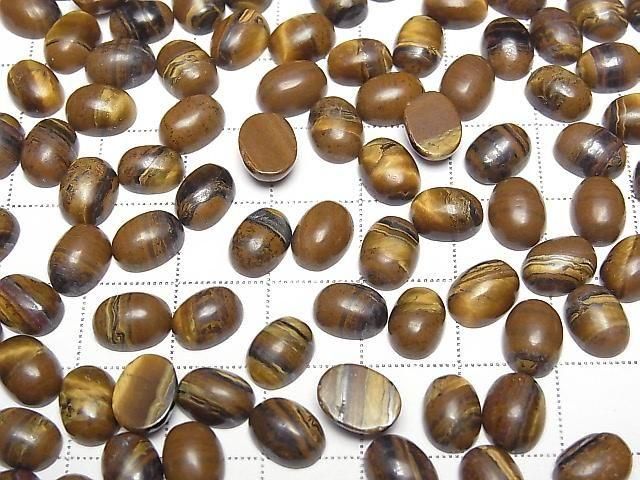 [Video] Iron Tiger's Eye Oval Cabochon 8x6mm 5pcs