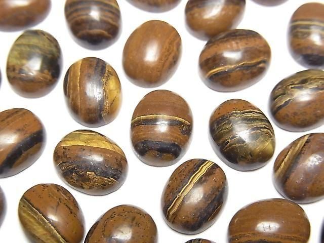 [Video] Iron Tiger's Eye Oval Cabochon 10x8mm 4pcs