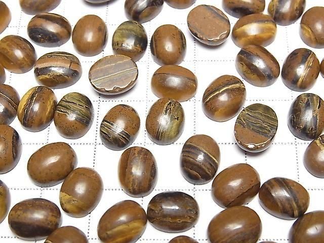 [Video] Iron Tiger's Eye Oval Cabochon 10x8mm 4pcs
