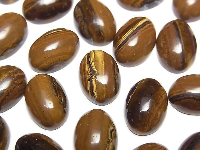 [Video] Iron Tiger's Eye Oval Cabochon 14x10mm 3pcs