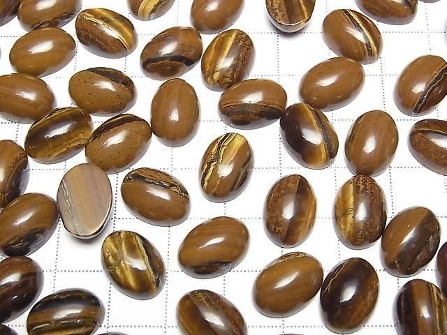 [Video] Iron Tiger's Eye Oval Cabochon 14x10mm 3pcs