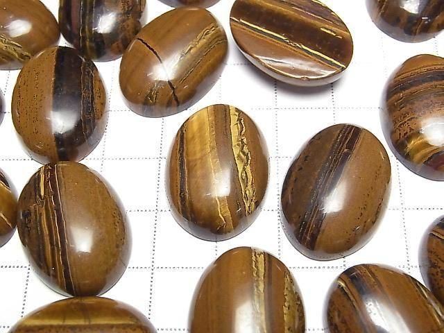 [Video] Iron Tiger's Eye Oval Cabochon 25x18mm 2pcs