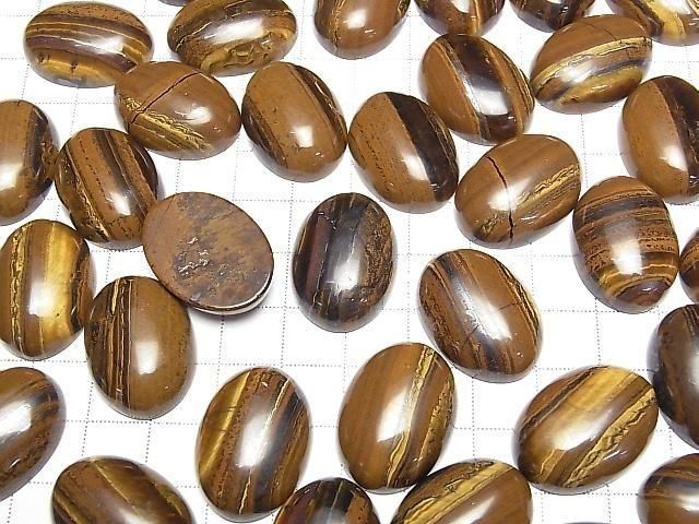 [Video] Iron Tiger's Eye Oval Cabochon 25x18mm 2pcs