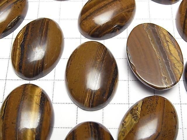 [Video] Iron Tiger's Eye Oval Cabochon 30x22mm 2pcs