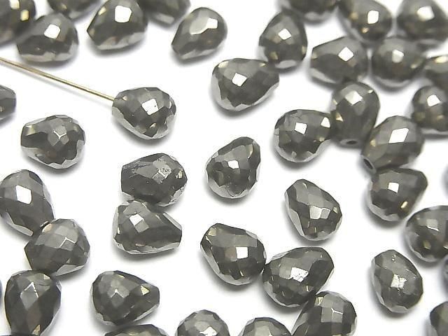 [Video]Pyrite Half Drilled Hole Faceted Drop 6x5mm 5pcs