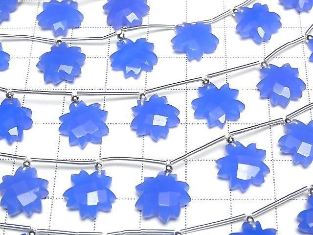 [Video] Blue Chalcedony Flower Shape 1strand beads (6 pcs)