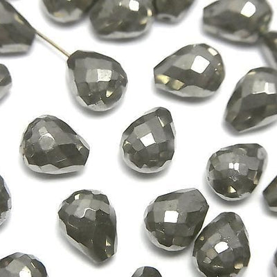 Pyrit halb durchbohrter facettierter Tropfen 8x6mm 3 Stück