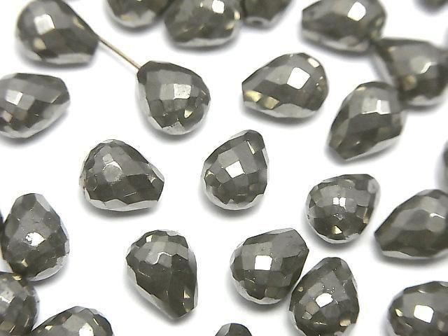 [Video]Pyrite Half Drilled Hole Faceted Drop 8x6mm 3pcs