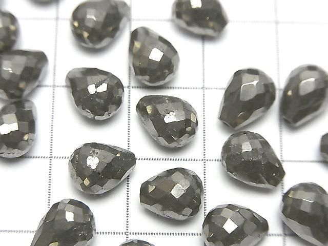 [Video]Pyrite Half Drilled Hole Faceted Drop 8x6mm 3pcs
