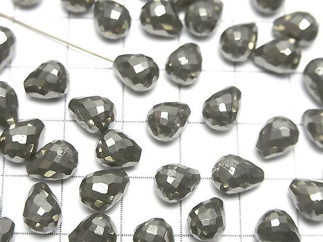 [Video]Pyrite Half Drilled Hole Faceted Drop 8x6mm 3pcs