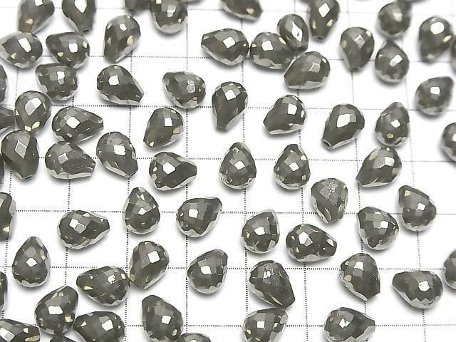 [Video]Pyrite Half Drilled Hole Faceted Drop 8x6mm 3pcs