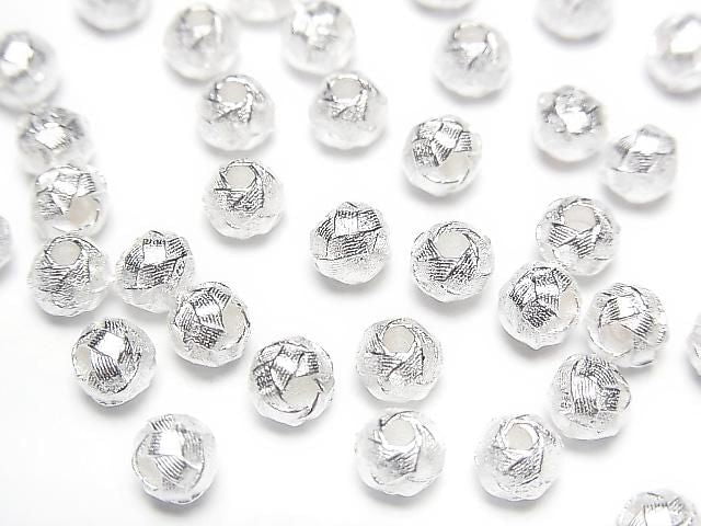 Silver 925 Mesh Pattern Round [4mm][5mm] No Coating 2pcs