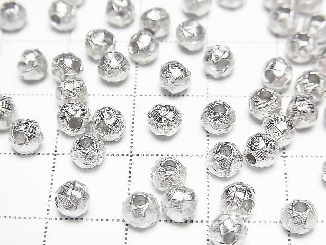 Silver 925 Mesh Pattern Round [4mm][5mm] Rhodium Plated 2pcs