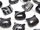 [Video] Striped Onyx Cat Motif 10x12mm [Vertical Hole] 2pcs